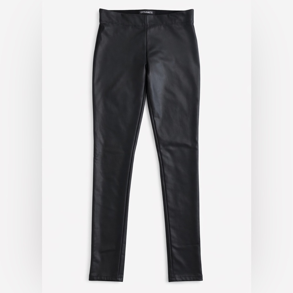 Dynamite Black Coated Stretch Leggings Leather Look XS